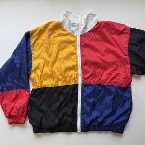 MILANO‎ SPORT Colorblock Windbreaker Jacket Womens 8 (Medium) VTG Parachute 80s